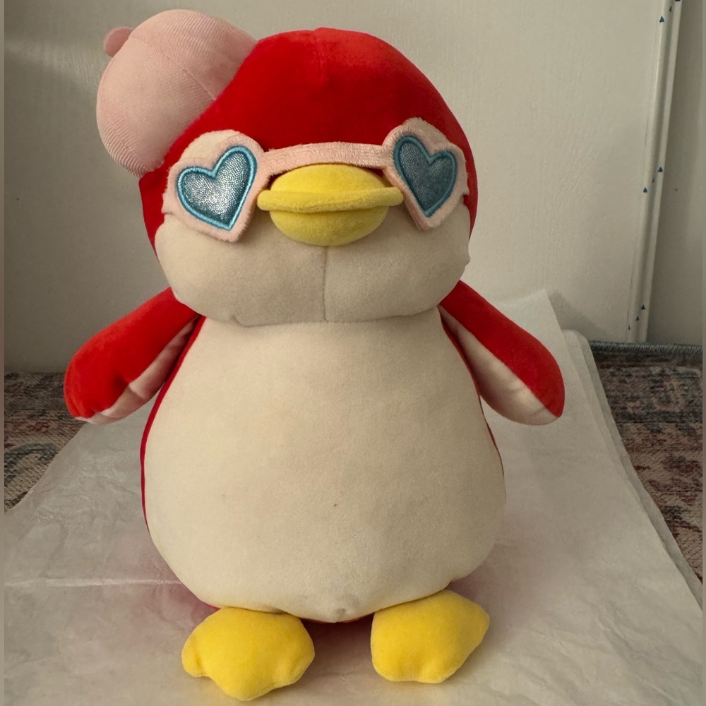 MINISO Sitting Penguin Plush with Pink Cap